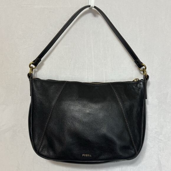 Fossil Women's Black Pebbled Leather Shoulder Bag - Picture 1 of 9